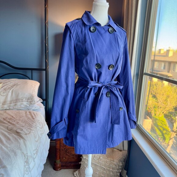 Hobbs London Dusty Blue Trench Coat - Picture 2 of 9